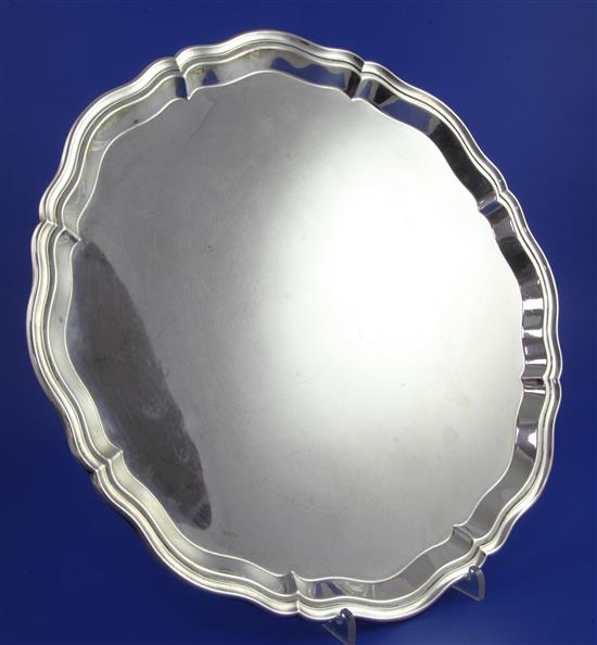 A 1930s silver salver, 32.5 oz.